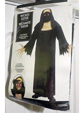 Wicked Sister Nun Costume Adult Demon Exorcist Light Up Glasses Horror Halloween